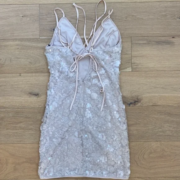 SOLD Forever 21 Nude Blush Sequin Spaghetti Strap Dress - Picture 7 of 8